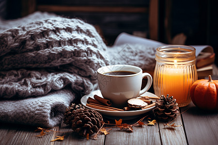 冬季温暖的下午茶时光图片