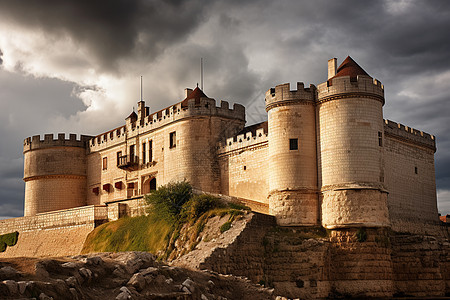 山顶古老的欧洲城堡建筑图片