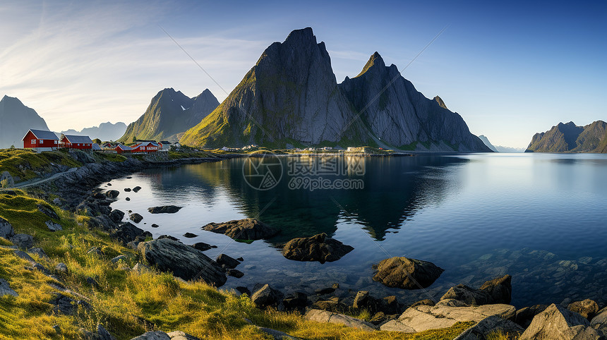 夏季海湾岛屿的美丽景观图片