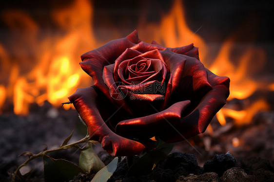 烈焰中的玫瑰花图片