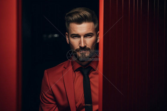 成功的红色西装商业男子图片