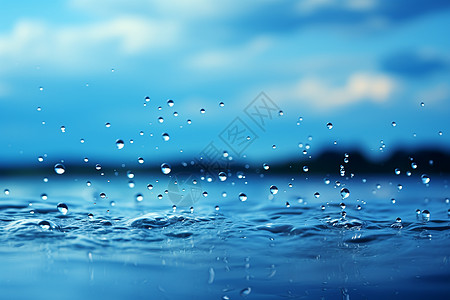 蓝色清新背景清凉雨滴设计图片