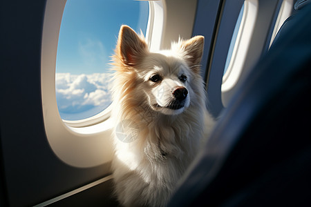 小狗坐在飞机里图片