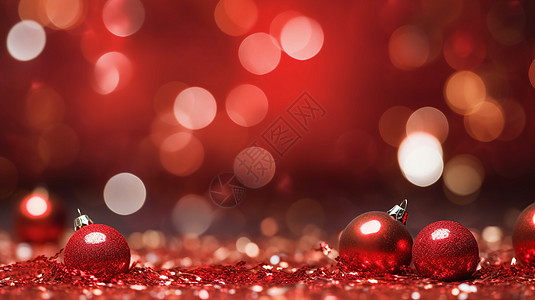 红白装饰球庆祝圣诞节的装饰背景设计图片