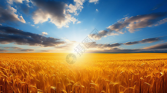 秋季金黄的农业麦田图片