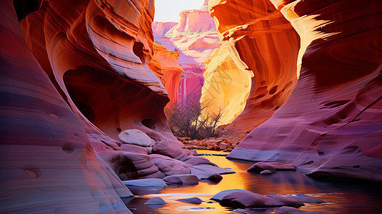 红色岩石峡谷的美丽景观背景图片