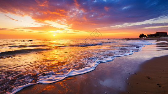 海边景色黄昏海边的壮丽景色背景