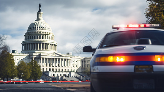 保护国会大厦安全的警车图片