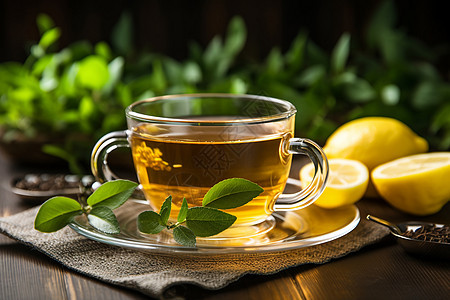 健康清新的柠檬茶背景图片
