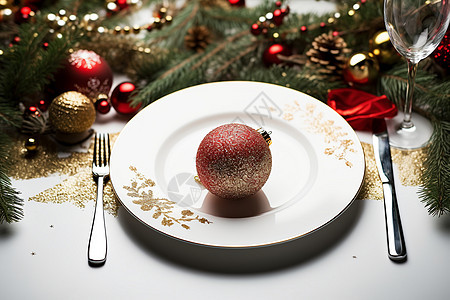 庆祝圣诞节的餐桌装饰背景图片