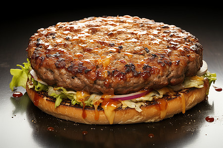 新鲜煎制的汉堡肉饼图片