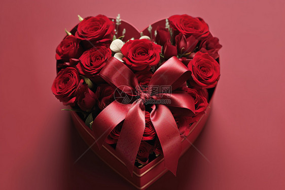装满玫瑰的爱心礼盒图片