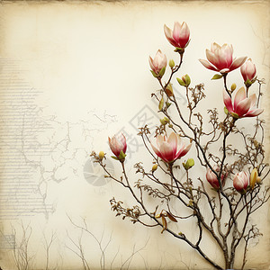 枝头美丽的木兰花插图图片
