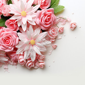 桌面上盛开的粉色花朵图片