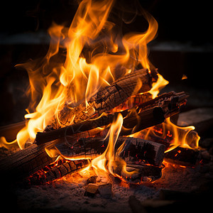 燃烧中的木材图片