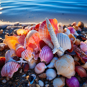 海边天然形成的贝壳图片
