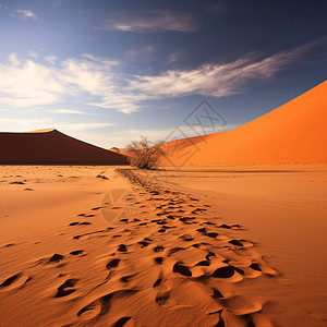 沙漠中的脚印图片