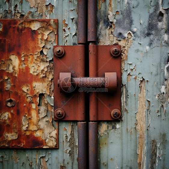 废弃生锈的门栓图片