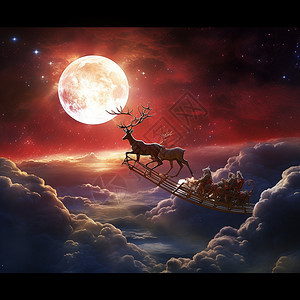 夜空中的麋鹿车背景图片