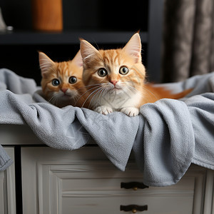 柜子上可爱的宠物猫图片
