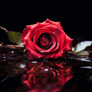水面上绽放的玫瑰花背景图片