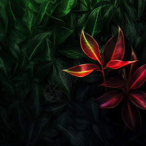 红色热带植物树叶纹理图片