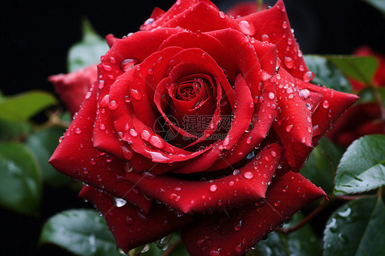 沾满雨滴的玫瑰花图片