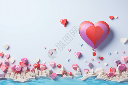 浪漫的海上热气球背景图片