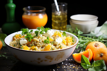 蔬菜藜麦饭南瓜沙拉高清图片
