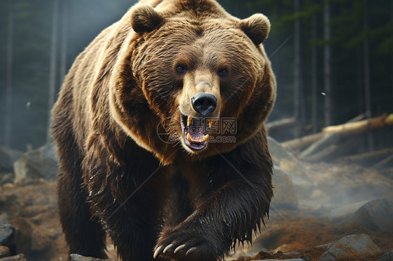 户外的野生棕熊图片