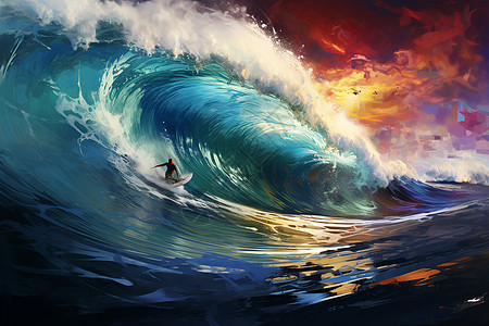 冲浪者征战大海背景图片