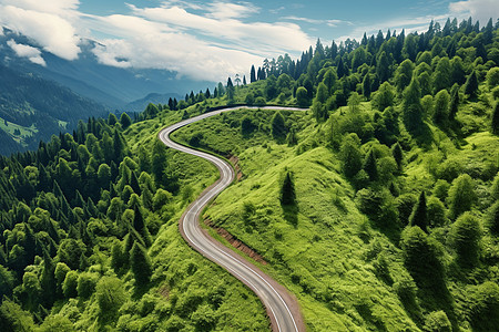 道路背景素材山谷中弯曲的公路背景