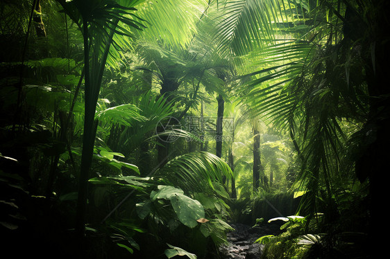 丛林中生机的树木图片