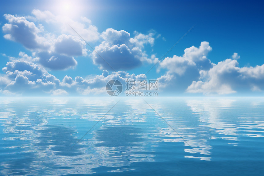 水面上空的云层图片