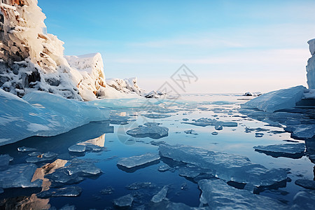 冰川上破碎的冰块图片