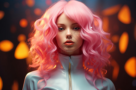粉色头发的女人背景图片