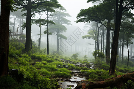 神秘的迷雾森林图片