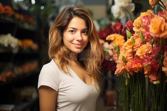 花店里的女士图片