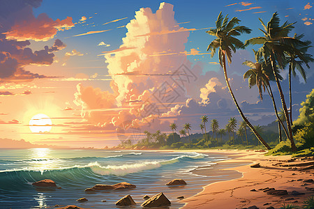 金色的阳光沙滩背景图片