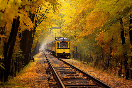 列车穿过森林图片