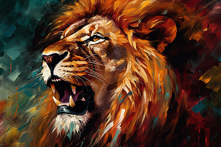 怒吼的勇猛狮子背景图片