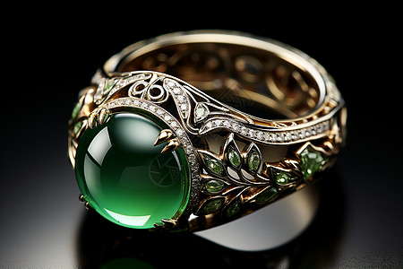 翠绿的宝石戒指图片