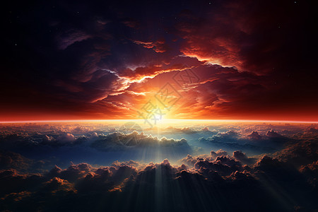 日出云层的科幻景观图片