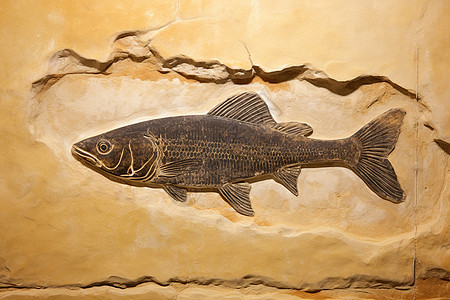 墙上自然形成的鱼图片