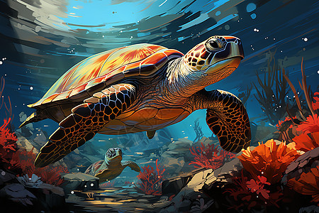 水族馆的大海龟图片