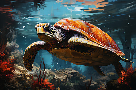 水下游泳的海龟图片