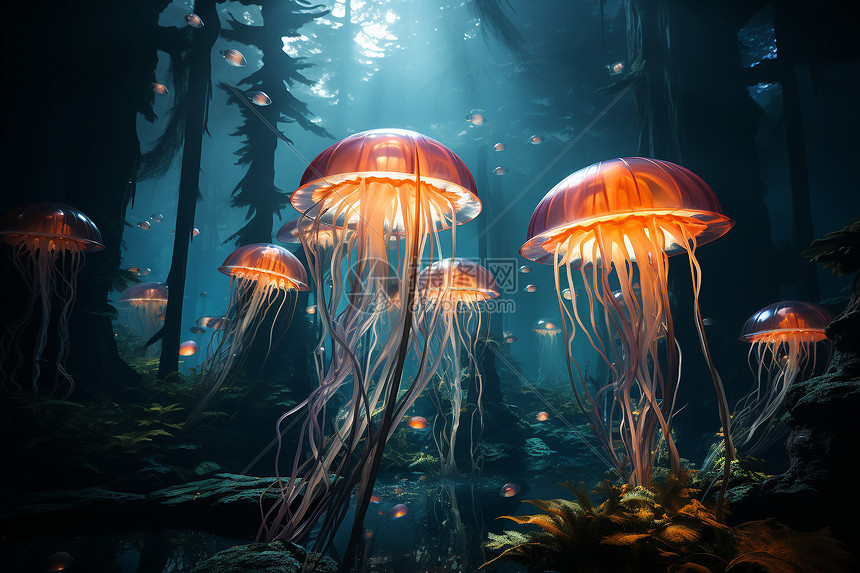 海底梦幻的水母图片