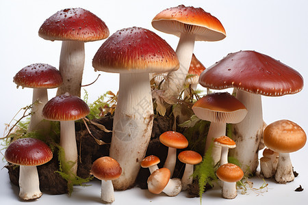 棕色的野生蘑菇背景图片