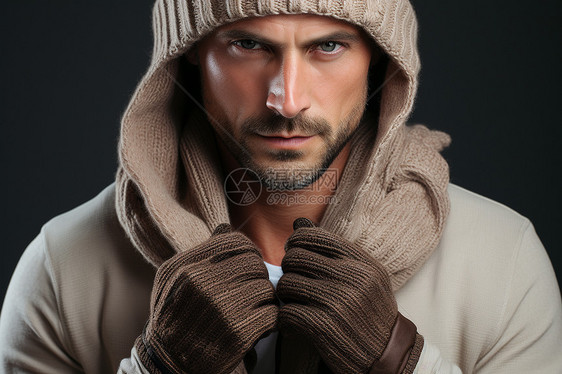 寒冷冬季的男子图片