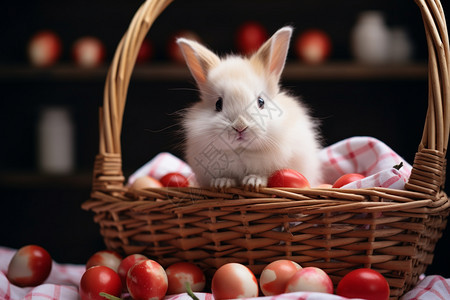 竹篮里的小兔子图片